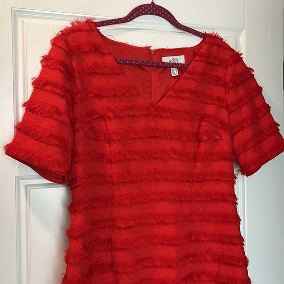 Red Badgley Mischka dress with fringe. Size 12. Never worn. - Picture 2 of 5